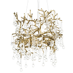 Подвесная люстра в виде ветвей деревьев золотого цвета с прозрачными подвесками-каплями 8 и 14 ламп Droplet Chandelier варинант исполнения - 1 | Loft Concept в Воронеже