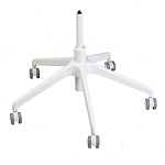 Стул с мягкой синей обивкой из велюра и подъемно-поворотным механизмом на белых колесиках Harper Blue and White варинант исполнения - 4 | Loft Concept в Воронеже