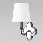 Бра с белым текстильным абажуром и декоративным основанием в виде четырехлистника с зеркальной вставкой Vitorino варинант исполнения - 8 | Loft Concept в Воронеже