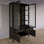 Витрина Primo со стеклянными фасадами и буфетом шпон Темный орех варинант исполнения - 4 | Loft Concept в Воронеже