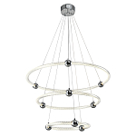 Люстра подвесная трехъярусная c плафонами в виде колец Lighting Rings Silver варинант исполнения - 1 | Loft Concept в Воронеже