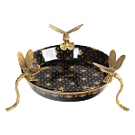 Блюдо черного цвета из фрафора на бронзовых ножках в виде стрекоз Eden Garden варинант исполнения - 2 | Loft Concept в Воронеже