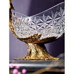 Чаша из прозрачного стекла на бронзовой подставке в виде павлина с рельефным хвостом Eden Garden варинант исполнения - 5 | Loft Concept в Воронеже