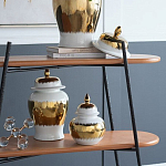 Ваза белая с крышкой и золотистыми фрагментами Chinoiserie Ceramics варинант исполнения - 2 | Loft Concept в Воронеже