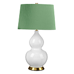 Настольная лампа с белым фигурным основанием на латунном основании и зеленым тканевым конусным абажуром Elstead Lighting варинант исполнения - 1 | Loft Concept в Воронеже