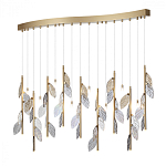 Люстра с золотистыми трубками и прозрачными стеклянными листьями на подвесах Sylva  варинант исполнения - 3 | Loft Concept в Воронеже