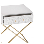 Приставной столик с выдвижным ящиком  White Table Carved Pattern варинант исполнения - 2 | Loft Concept в Воронеже