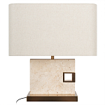 Настольная лампа с прямоугольным основанием из натурального камня c тканевым абажуром Lapis Tiburtinus варинант исполнения - 1 | Loft Concept в Воронеже