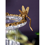 Ваза из прозрачного стекла на бронзовой подставке с ободком и ручками в виде стрекоз Eden Garden варинант исполнения - 3 | Loft Concept в Воронеже