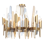 Люстра с вертикальными стеклянными элементами и металлическим каркасом цвета Латунь Vertical Glass варинант исполнения - 2 | Loft Concept в Воронеже