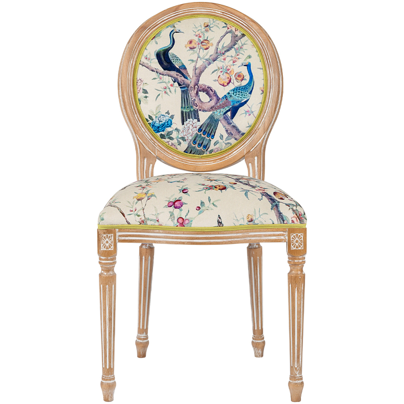 Стул из массива бука с изображением птиц и цветов Beige Green Chinoiserie Garden Chair Мульти Бежевый Салатовый в Воронеже | Loft Concept 