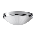 Потолочный светильник для ванных комнат цвета хром с белым матовым ребристым плафоном в форме полусферы Feiss варинант исполнения - 1 | Loft Concept в Воронеже