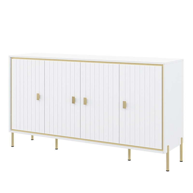 Консоль четырёхдверная с полками Antique Order Белый Золотой в Воронеже | Loft Concept 