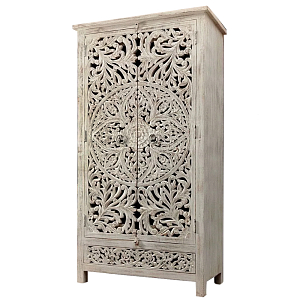 Шкаф с орнаментом ручная резьба из дерева Indian Antique Furniture 