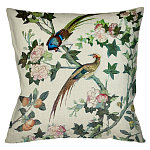 Подушка декоративная с изображением птицы в саду Beige Chinoiserie Birds in the Rose Garden Cushion варинант исполнения - 1 | Loft Concept в Воронеже