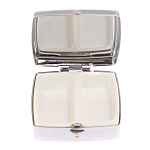 Таблетница карманная квадратная с 2-мя отделениями с зеркалом и накладкой из натурального камня Пегматит Silver Stone Pillboxes варинант исполнения - 3 | Loft Concept в Воронеже