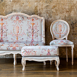 Мягкая банкетка из массива бука серая с растительным орнаментом Raffael Grey Floral Banquette варинант исполнения - 7 | Loft Concept в Воронеже