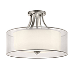 Потолочный светильник с двойным цилиндрическим плафоном из белого стекла и прозрачной органзы Kichler варинант исполнения - 12 | Loft Concept в Воронеже