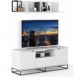 ТВ-тумба белая с  2-мя дверцами и ящиком Strict Lines варинант исполнения - 5 | Loft Concept в Воронеже