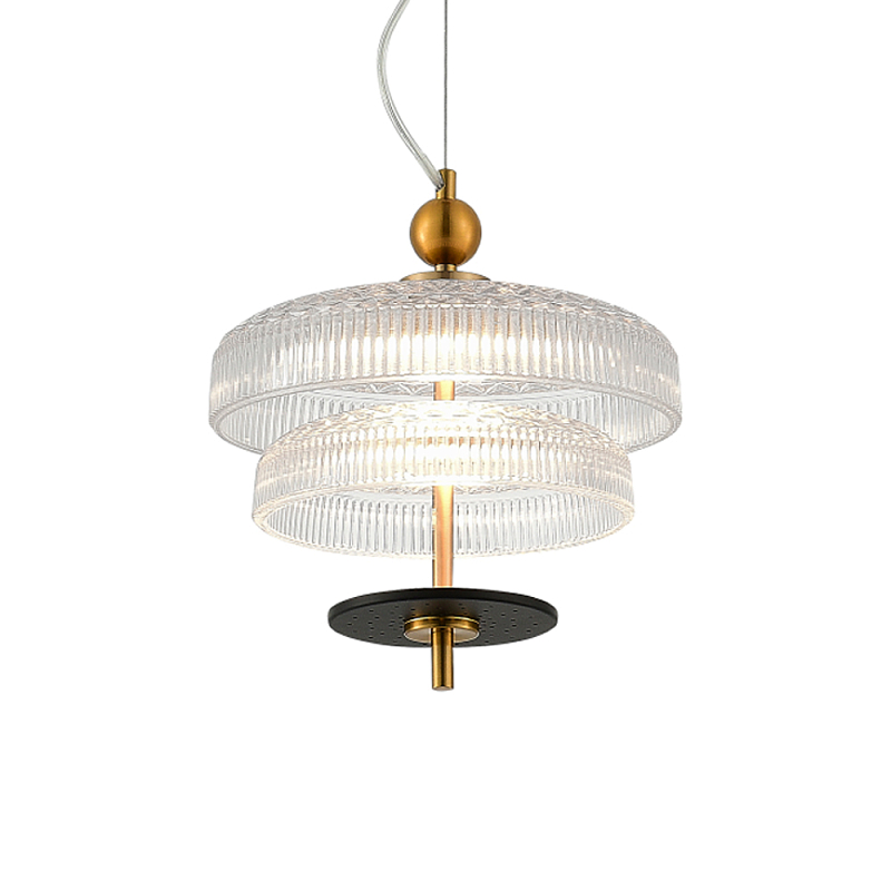 Подвесной светильник многослойный из рифленого прозрачного стекла Academy of Light Прозрачное Стекло Латунь в Воронеже | Loft Concept 