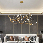 Люстра в виде золотой ветки с цветами Glass Flower Pendant Light варинант исполнения - 4 | Loft Concept в Воронеже