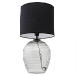 Настольная лампа с черным цилиндрическим тканевым абажуром и фактурным прозрачным основанием Black Cone варинант исполнения - 2 | Loft Concept в Воронеже