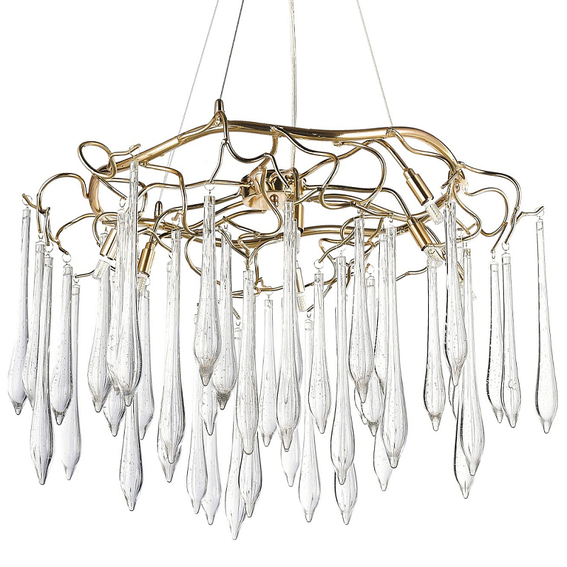 Люстра с хрустальными подвесками в виде капель Droplet Crystal Gold Chandelier 8 Золотой Прозрачный Люстра с хрустальными подвесками в виде капель Droplet Crystal Gold Chandelier 8 Золотой Прозрачный в Воронеже | Loft Concept
