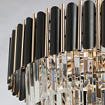 Люстра из черного металла с многоярусными подвесками из прозрачного хрусталя на золотой цепи Empire Black Chandelier Crystal варинант исполнения - 10 | Loft Concept в Воронеже