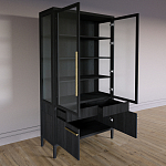 Витрина Primo со стеклянными фасадами и буфетом шпон Черный дуб варинант исполнения - 4 | Loft Concept в Воронеже