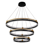 Люстра подвесная с тремя кольцами черного и золотого цвета Ring Horizontal варинант исполнения - 1 | Loft Concept в Воронеже