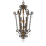 Люстра бронзового цвета с 6-ю лампами и стеклянными подвесками в классическом стиле Quoizel варинант исполнения - 1 | Loft Concept в Воронеже