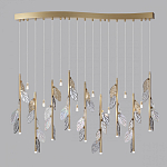 Люстра с золотистыми трубками и прозрачными стеклянными листьями на подвесах Sylva  варинант исполнения - 4 | Loft Concept в Воронеже