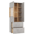 Шкаф-витрина двухдверная с фасадом цвета серый бетон Grace of Furniture варинант исполнения - 3 | Loft Concept в Воронеже