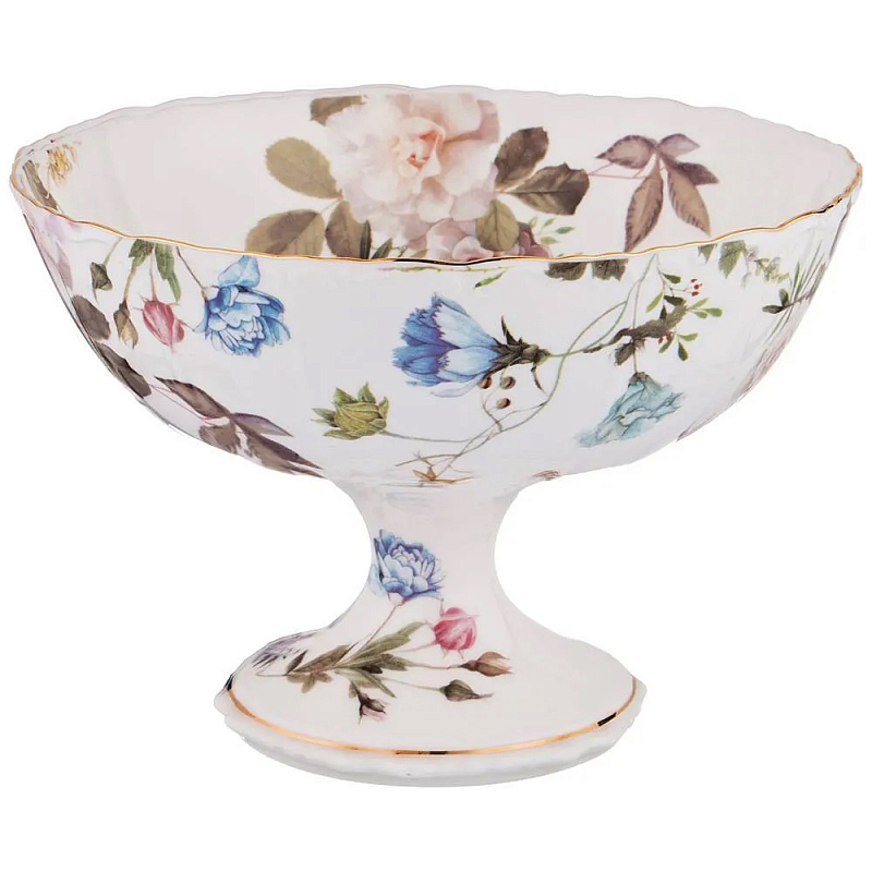 Ваза фарфоровая белая на ножке с цветочным принтом Garden Whisper Porcelain Set Белый Мульти Ваза фарфоровая белая на ножке с цветочным принтом Garden Whisper Porcelain Set Белый Мульти в Воронеже | Loft Concept