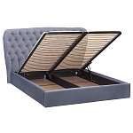 Кровать двуспальная серая с основанием из массива дерева с мягким изголовьем Velour Beds варинант исполнения - 2 | Loft Concept в Воронеже