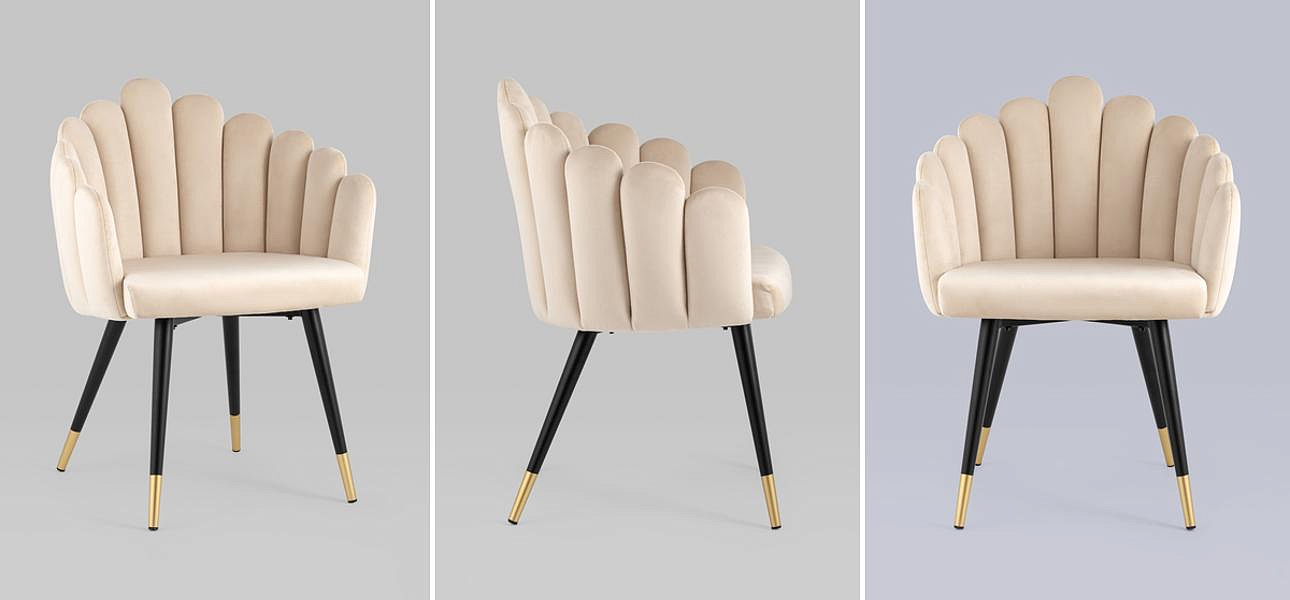 Стул Camellia Chair Бежевый Велюр Стул Camellia Chair Бежевый Велюр - Loft-Concept в Воронеже
