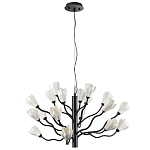 Люстра подвесная черного цвета с ветвями и белыми фарфоровыми цветами Floralis варинант исполнения - 7 | Loft Concept в Воронеже