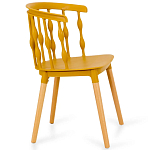 Пластиковый стул на ножках из массива бука Ferret Spiral Mustard варинант исполнения - 3 | Loft Concept в Воронеже