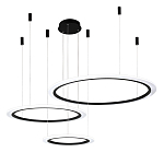 Люстра подвесная светодиодная с тремя черными кольцами и пультом управления Ring Horizontal варинант исполнения - 2 | Loft Concept в Воронеже
