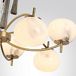 Люстра подвесная с 8-ю шарообразными плафонами из белого стекла с подвесками из камня и кисточками Agatelle варинант исполнения - 6 | Loft Concept в Воронеже