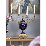 Подсвечник из темно-синего фарфора на бронзовой подставке с фигурками ангелов и декоративными ручками Eden Garden варинант исполнения - 3 | Loft Concept в Воронеже