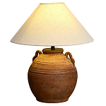 Настольная лампа керамическая коричневая с тканевым абажуром Eastern Tale варинант исполнения - 2 | Loft Concept в Воронеже
