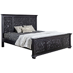 Двуспальная кровать из массива манго с резьбой Vega Grey Mango Bed варинант исполнения - 1 | Loft Concept в Воронеже