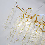 Люстра подвесная с золотистыми ветками и стеклянными подвесками в виде листьев Длина 80 см FAIRYTREE Light варинант исполнения - 4 | Loft Concept в Воронеже