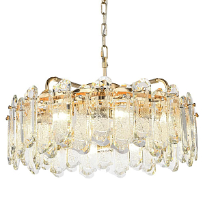 Люстра подвесная круглая с хрустальными овальными подвесками Harmonica