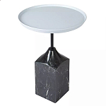 Кофейный столик с круглой столешницей и мраморным основанием Steel Reliability варинант исполнения - 2 | Loft Concept в Воронеже