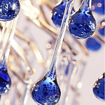 Люстра овальная с синими стеклянными подвесками в форме капель FAIRYTREE Light варинант исполнения - 2 | Loft Concept в Воронеже