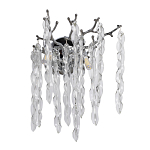 Бра цвета хром с ветвями и прозрачными стеклянными подвесками в виде вытянутых спиральных капель Droplet Chandelier варинант исполнения - 1 | Loft Concept в Воронеже