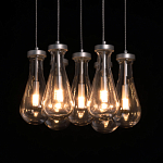 Люстра с 7-ю прозрачными плафонами из стекла в форме капли на круглом потолочном основании цвета хром Lucid Rain  варинант исполнения - 5 | Loft Concept в Воронеже