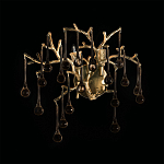 Бра в форме ветвей деревьев золотого цвета с прозрачными подвесками-каплями Droplet Bra варинант исполнения - 4 | Loft Concept в Воронеже